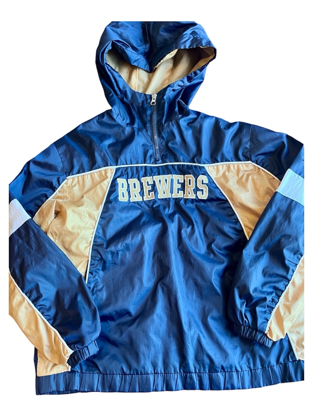 Genuine Merchandise Navy & Gold Brewers Hooded Windbreaker Boys 8/10